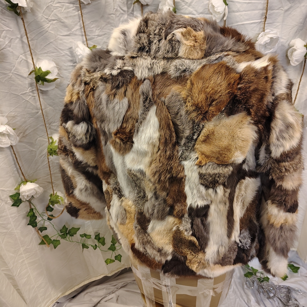 Women's Multicolor Rabbit Fur Jacket - Picture 4 of 4